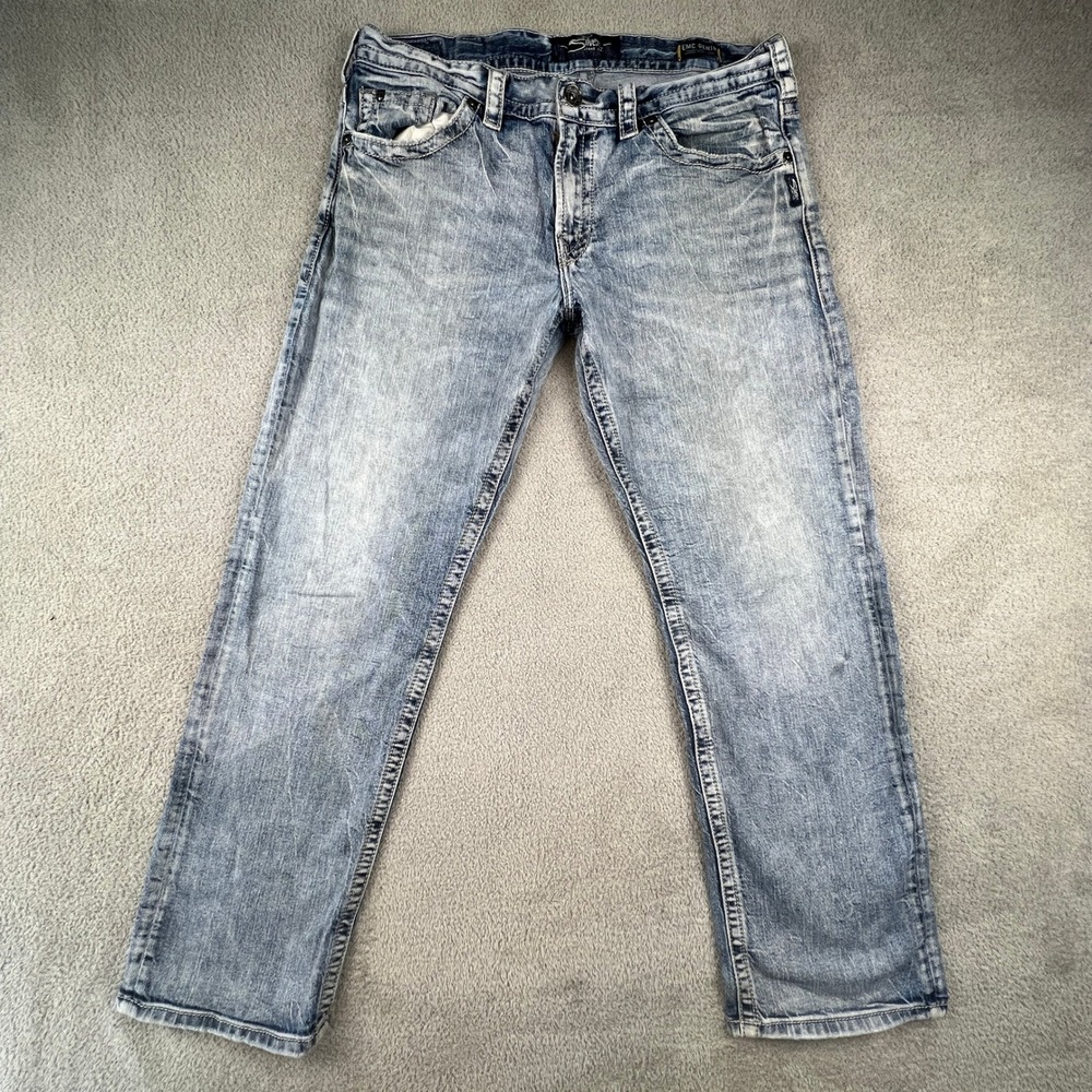 Silver Jeans Co Eddie Relaxed Light Wash Jeans Mens 38x32 Harley Biker‎ Rodeo